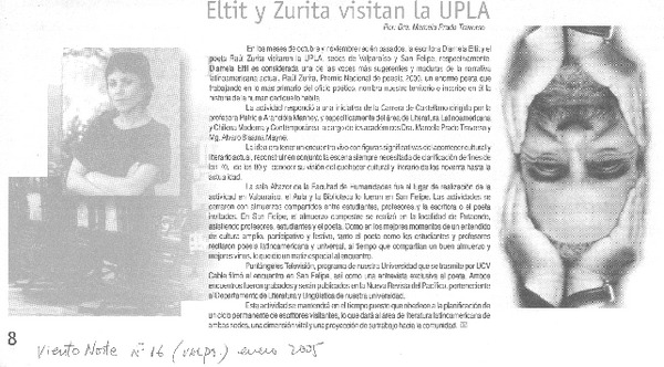 Eltit y Zurita visitan la UPLA