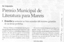 Premio Municipal de Literatura para Manns.