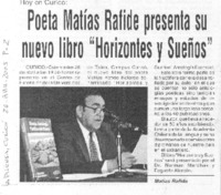 Poeta Matías Rafide presenta su nuevo libro "Horizontes y sueños"
