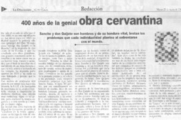 400 años de la genial obra cervantina