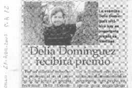 Delia Domínguez recibirá premio