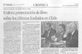 Exitosa presentación de libro sobre los últimos fusilados en Chile (entrevistas)