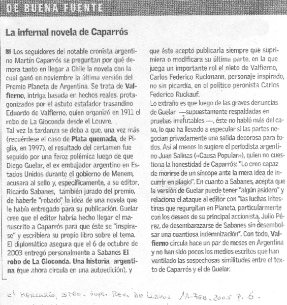 La Novela infernal de Caparrós.