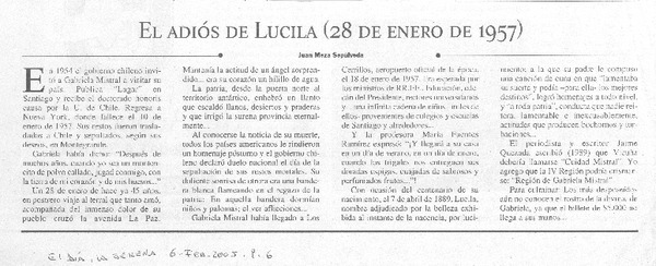 El Adiós de Lucila (28 de enero de 957)
