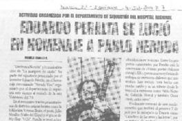 Eduardo Peralta se lució en homenaje a Pablo Neruda