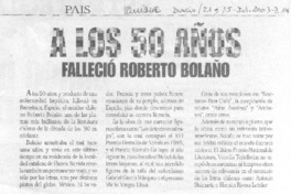 A los 50 años falleció Roberto Bolaño