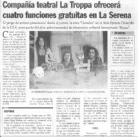 Compañía teatral La Troppa ofrecerá cuatro funciones gratuitas en La Serena