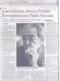 Juan Gelman obtuvo Premio Iberoamericano Pablo Neruda