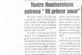 Teatro Humberstone estrena "Mi primer amor"