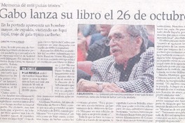 Gabo lanza su libro el 26 de octubre