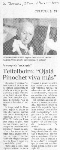 Teitelboim: "Ojalá Pinochet viva más"
