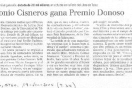 Peruano Antonio Cisneros gana Premio Donoso