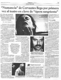 "Numancia" de Cervantes llega por primera vez al teatro en clave de "ópera sangrienta"