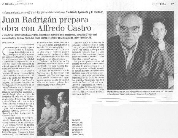 Juan Radrigán prepara obra con Alfredo Castro