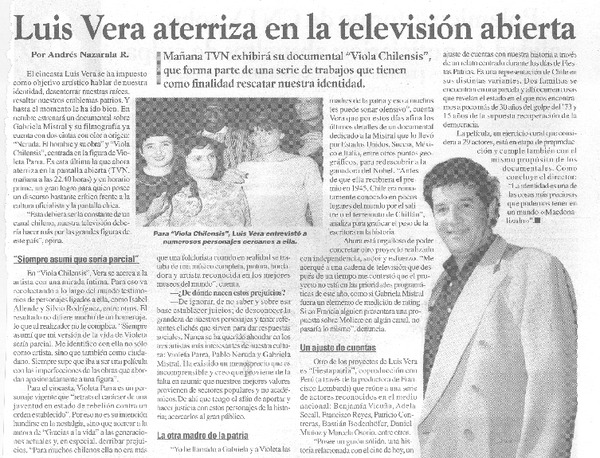 Luis Vera aterriza en la televisión abierta