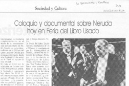 Coloquio y documental sobre Neruda hoy en Feria del libro usado