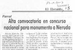 Alta convocatoria en concurso nacional para monumento a Neruda