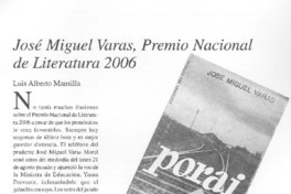 José Miguel Varas, Premio Nacional de Literatura 2006 (entrevista)
