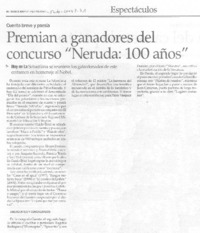Premian a ganadores del concurso "Neruda: 100 años"