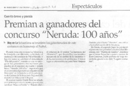 Premian a ganadores del concurso "Neruda: 100 años"