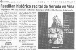 Reeditan histórico recital de Neruda en Viña