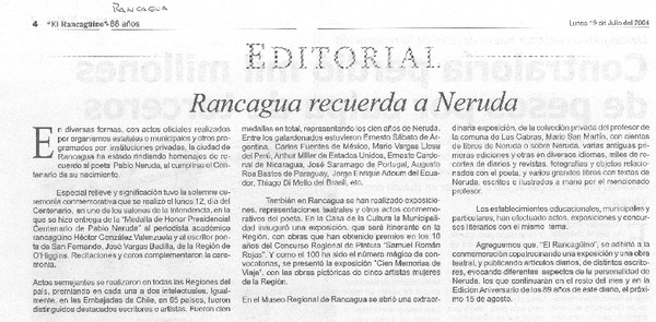 Rancagua recuerda a Neruda