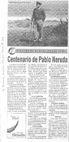 Centenario de Pablo Neruda