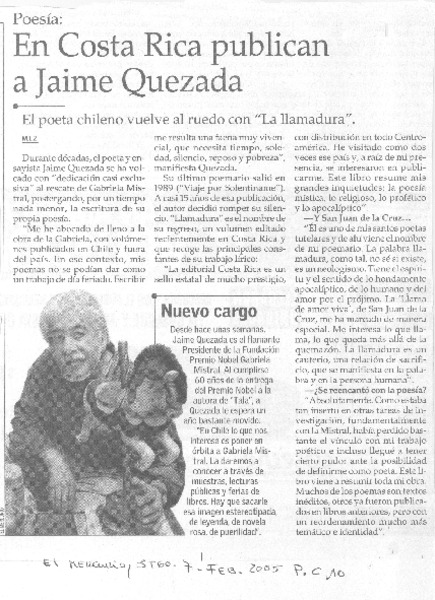 en Costa Rica publican a Jaime Quezada
