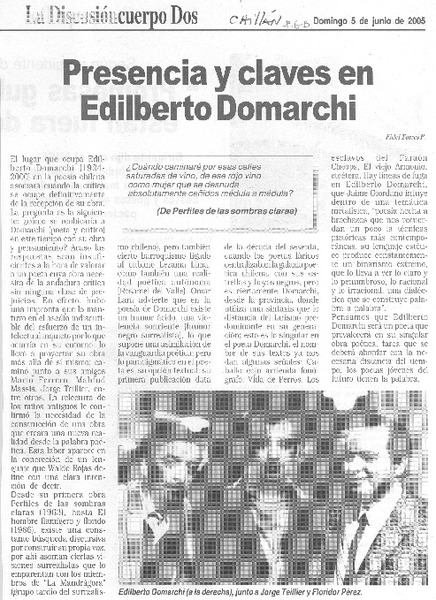 Presencia y claves en Edilberto Domarchi