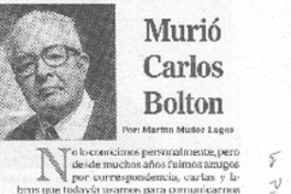 Murió Carlos Bolton