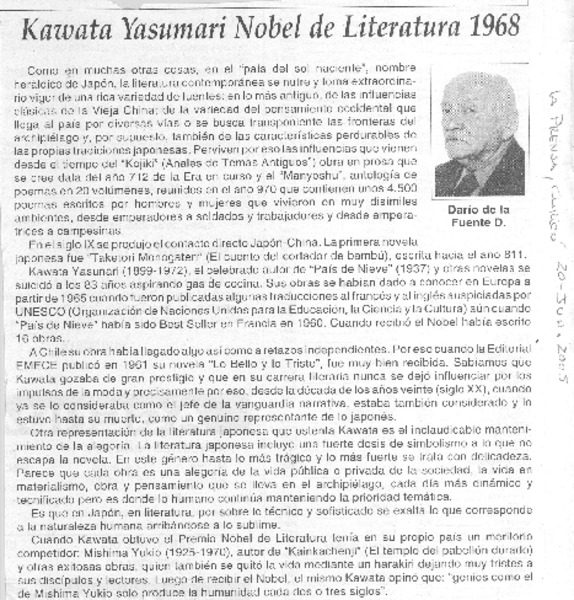 Kawata Yasumari Nobel de Literatura 1968
