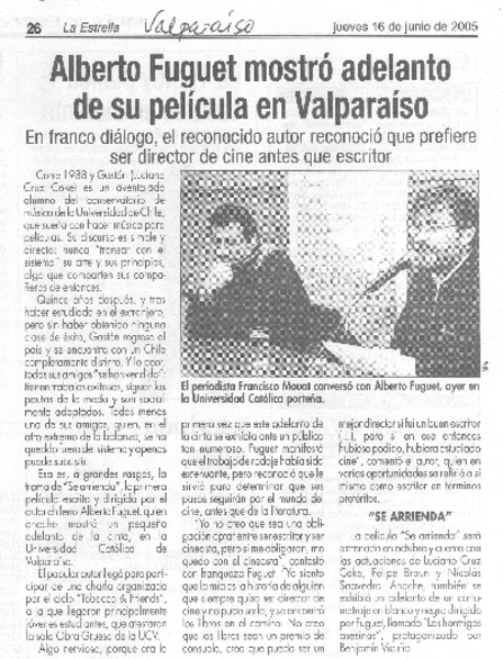 Alberto Fuguet mostró adelanto de su película en Valparaíso