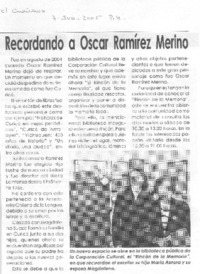 Recordando a Oscar Ramírez Merino