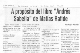 A propósito del libro "Andrés Sabella" de Matías Rafide
