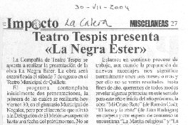 Teatro Tepsis presenta "La Negra Ester"