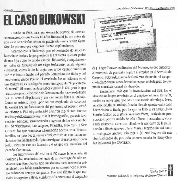 El caso Bukowski