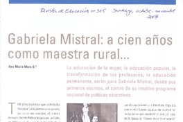 Gabriela Mistral : a cien años como maestra rural --