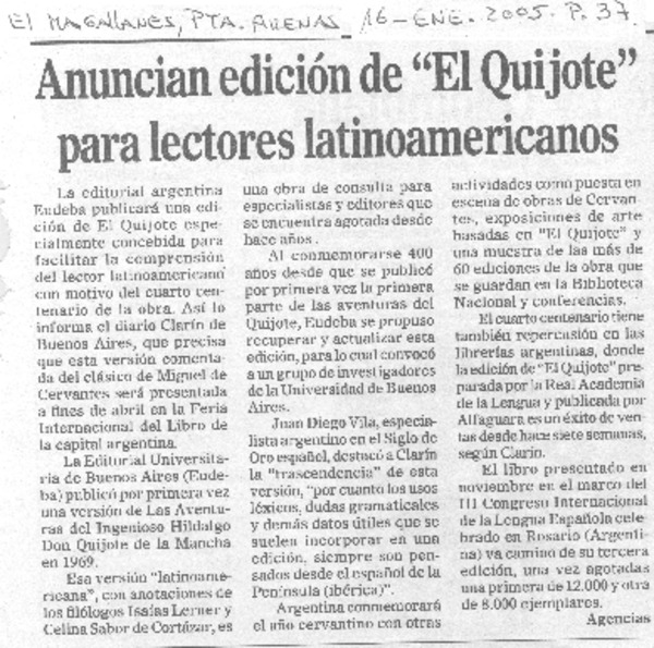 Anuncian edición de "el Quijote" para lectores latinoamericanos