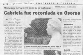 Gabriela fue recordada en Osorno.