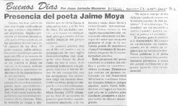 Presencia del poeta Jaime Moya.