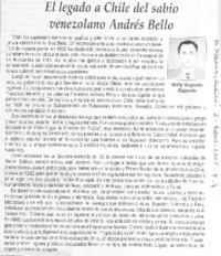 El legado a Chile del sabio venezolano Andrés Bello