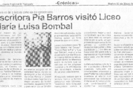 Escritores Pía Barros visitó Liceo María Luisa Bombal.