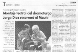 Montaje teatral del dramaturgo Jorge Díaz recorrerá el Maule
