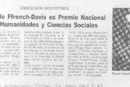 Ricardo Ffrench-Davis es Premio Nacional de Humanidades y Ciencias Sociales.
