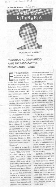 Homenaje al gran amigo, Raúl Mellado Castro. Curanilahue-Chile