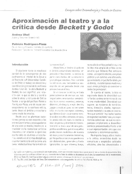 Aproximación al teatro y a la crítica desde Beckett y Godot