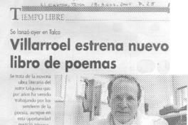 Villarroel estrena nuevo libro de poemas.