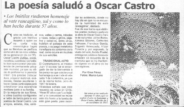 La poesía saludó a Oscar Castro