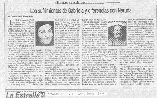 Los Sufrimientos de Gabriela y diferencias con Neruda.