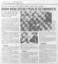 Hernán Rivera Letelier a pasos de ser candidato PS.